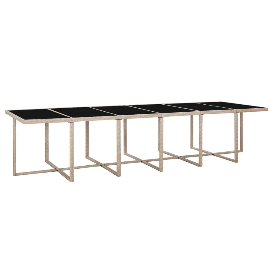 Ensemble à manger d'extérieur avec coussins 17 pcs rotin Beige - 3