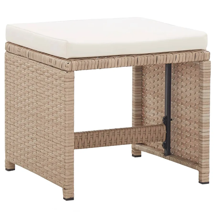Ensemble à manger d'extérieur avec coussins 17 pcs rotin Beige - 6