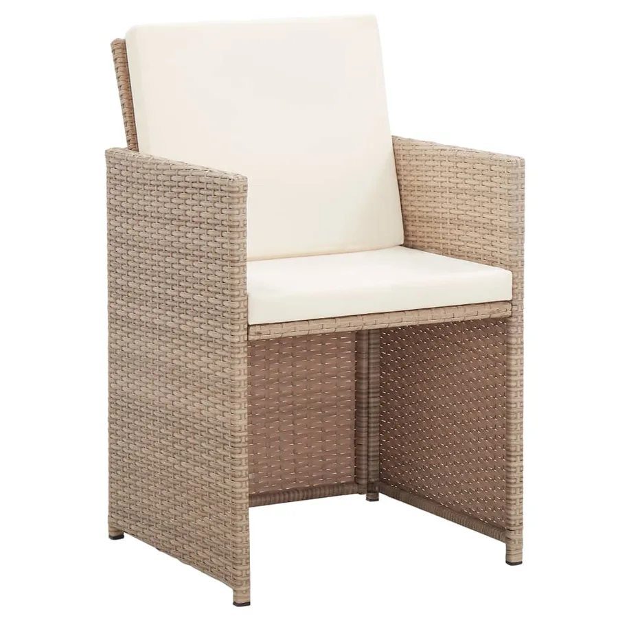 Ensemble à manger d'extérieur avec coussins 17 pcs rotin Beige - 8