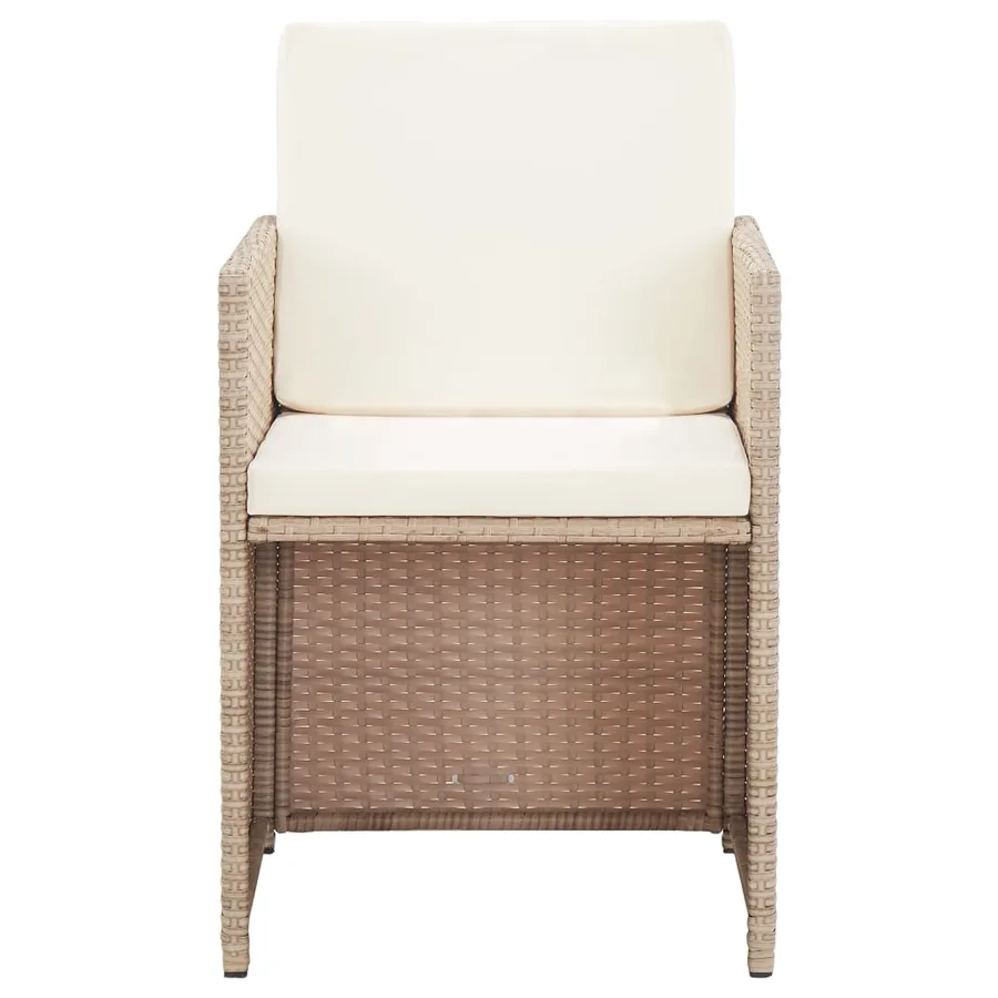 Ensemble à manger d'extérieur avec coussins 17 pcs rotin Beige - 9