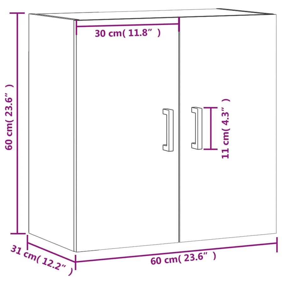 Armoire murale noir 60x31x60 cm bois d'ingénierie - 12