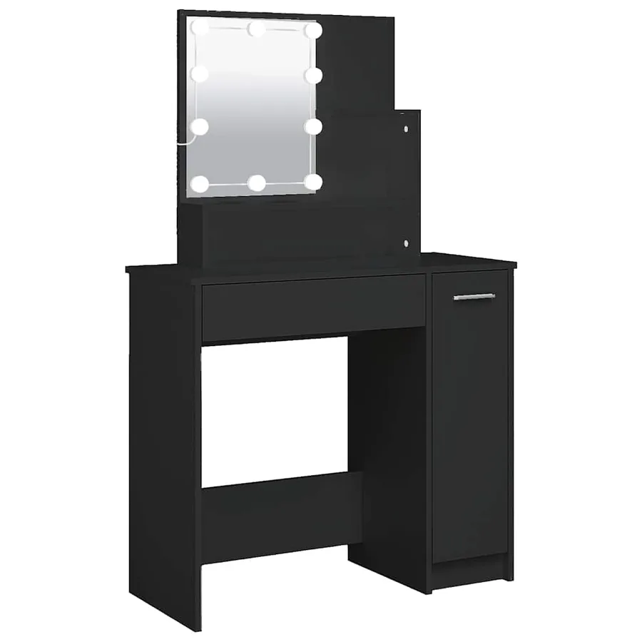 Coiffeuse avec LED noir 86,5x35x136 cm - 2