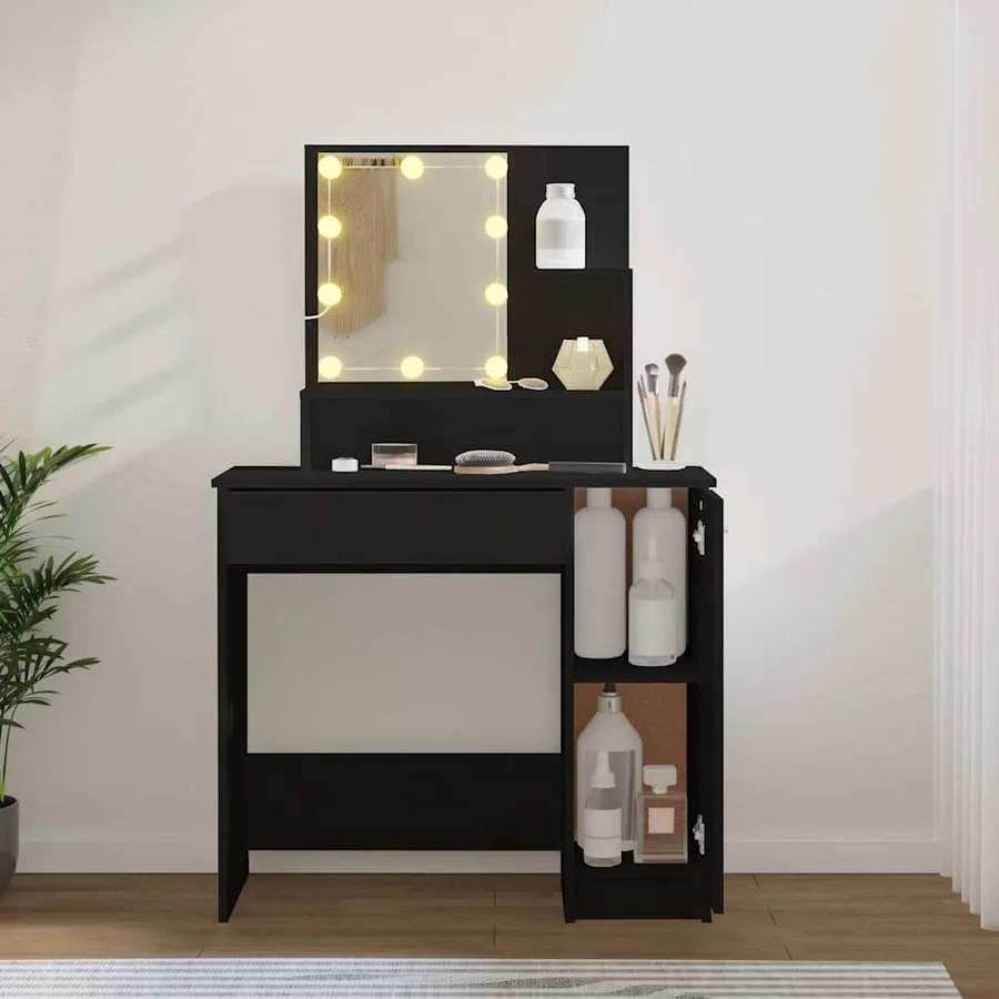 Coiffeuse avec LED noir 86,5x35x136 cm - 3