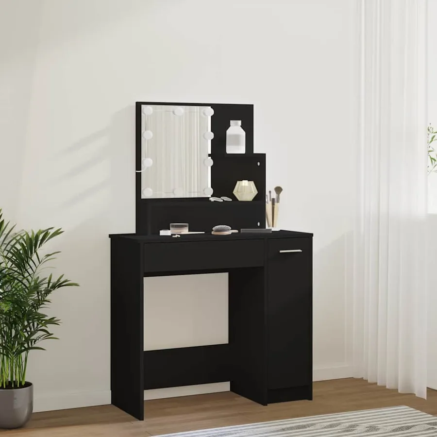 Coiffeuse avec LED noir 86,5x35x136 cm - 4