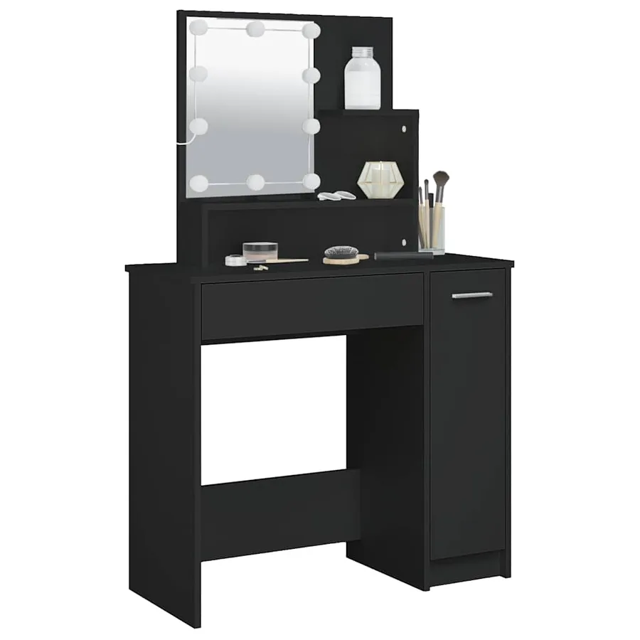 Coiffeuse avec LED noir 86,5x35x136 cm - 5