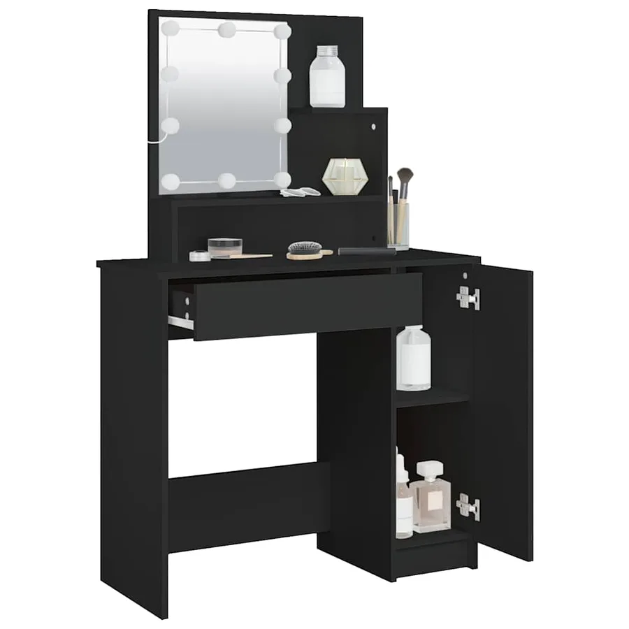 Coiffeuse avec LED noir 86,5x35x136 cm - 6