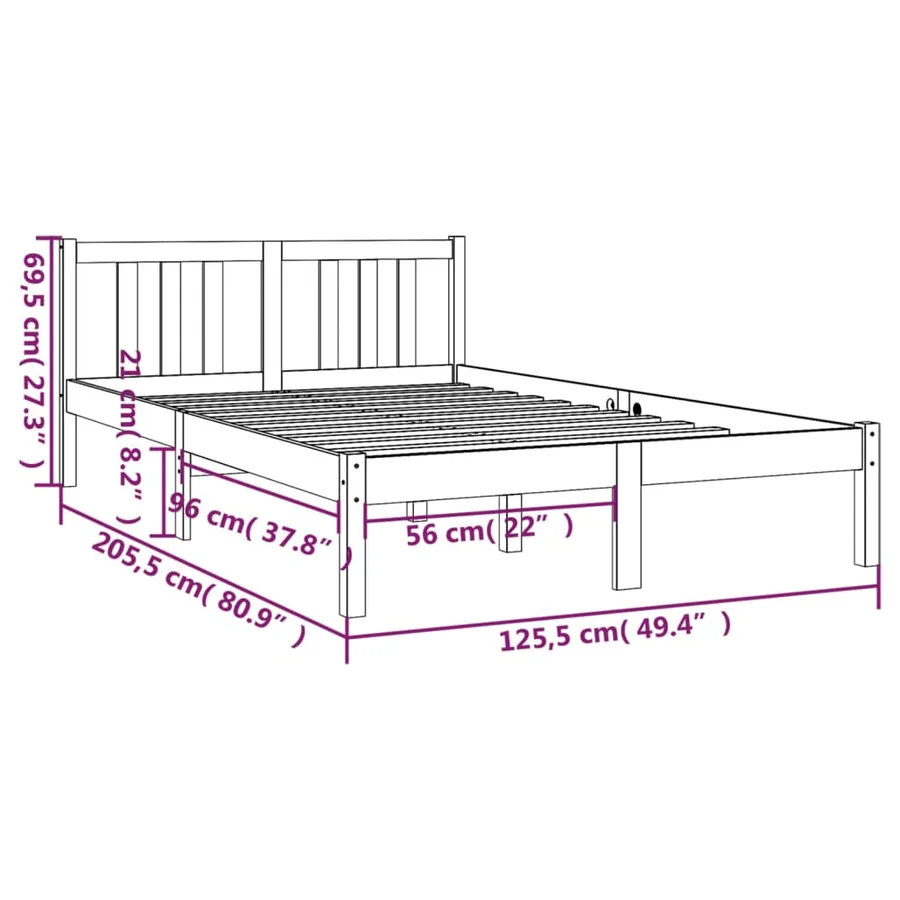 Cadre de lit sans matelas bois massif 120x200 cm - 9