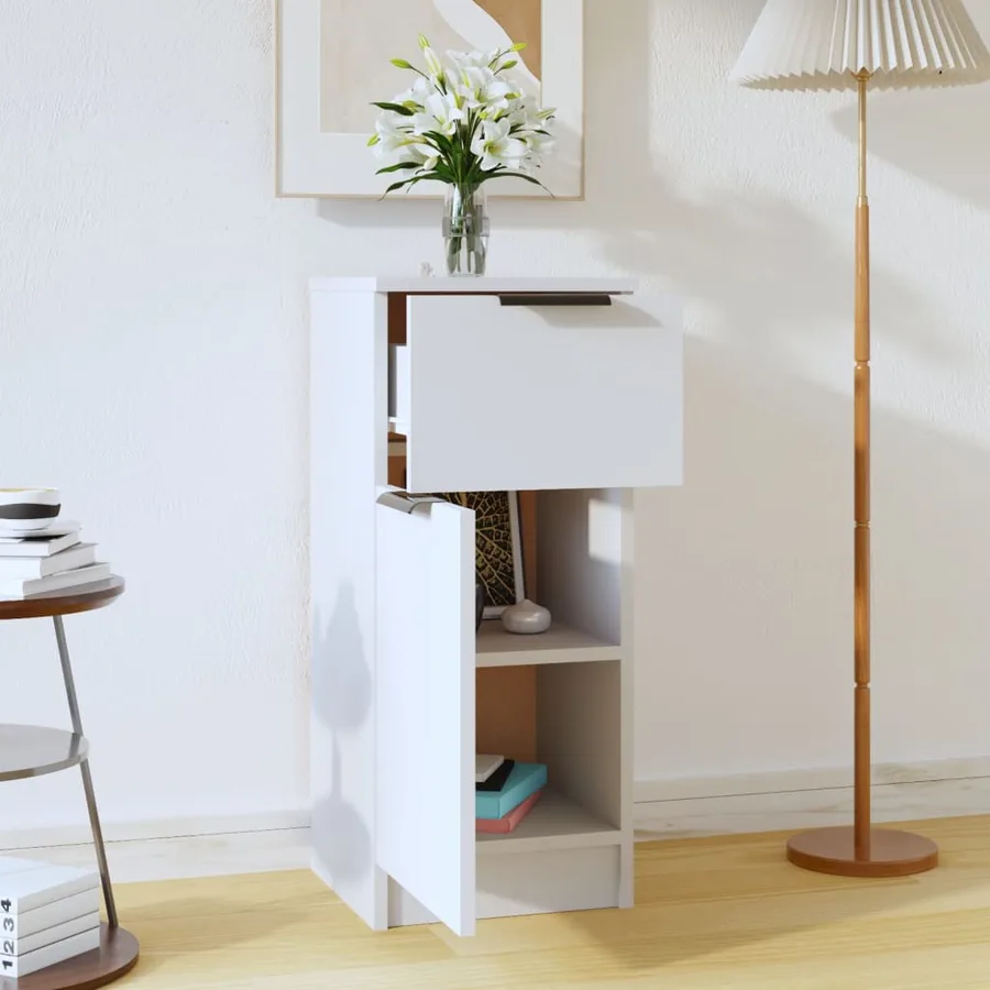 Buffet Blanc 30x30x70 cm Bois d'ingénierie - 3