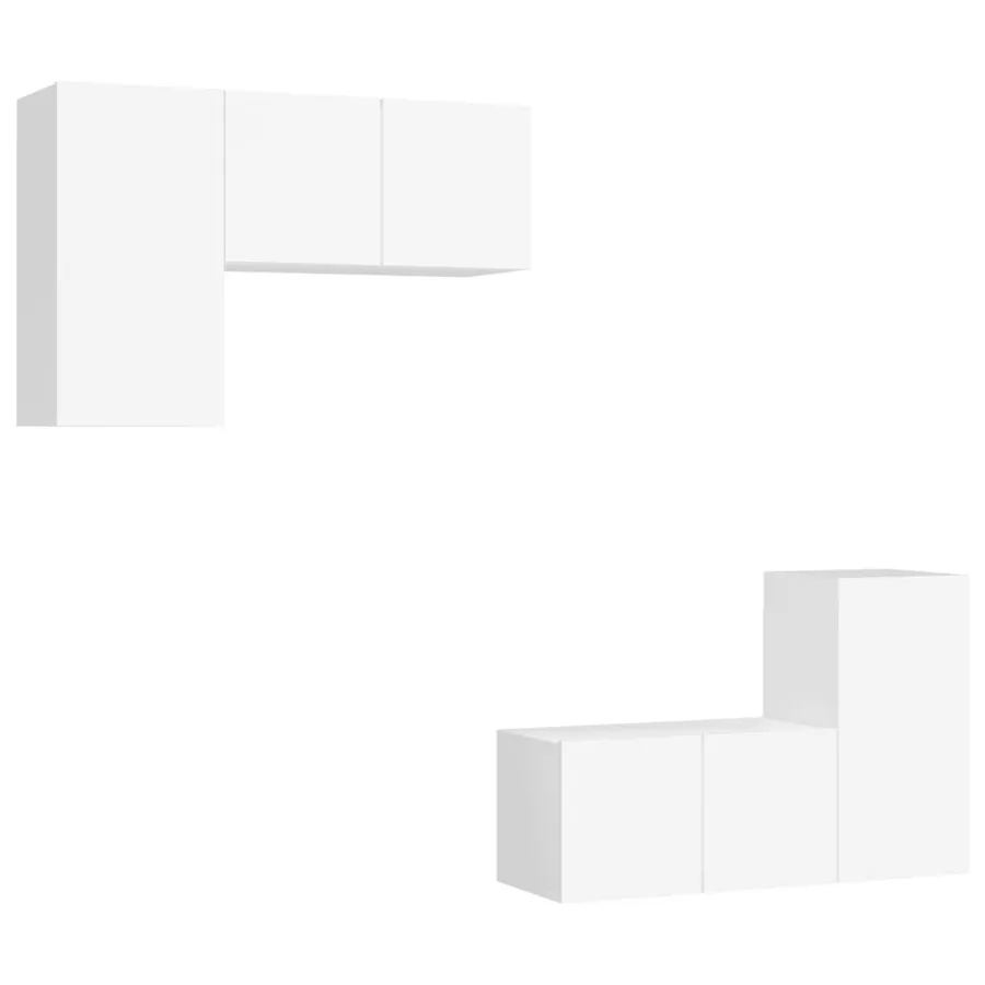 Ensemble de meubles TV 4 pcs Blanc Bois d'ingénierie - 2