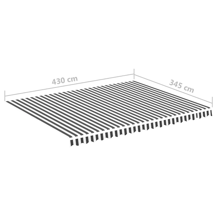 Tissu de remplacement pour auvent Anthracite et blanc 4,5x3,5 m - 6