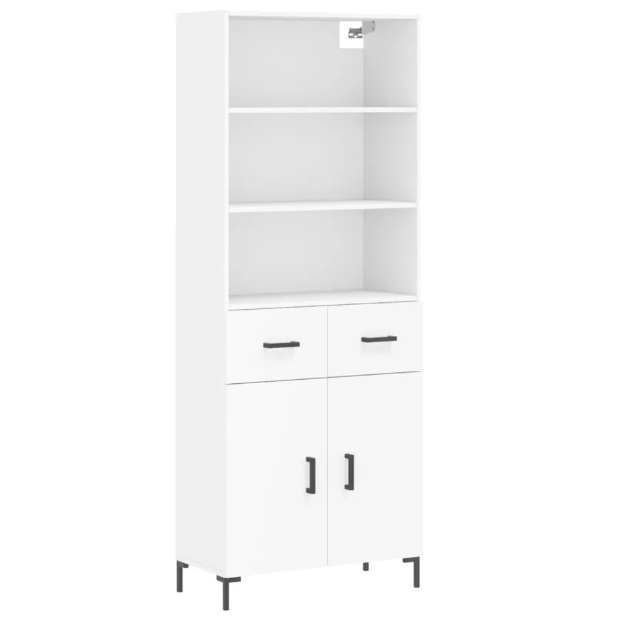 Buffet haut Blanc 69,5x34x180 cm Bois d'ingénierie - 2