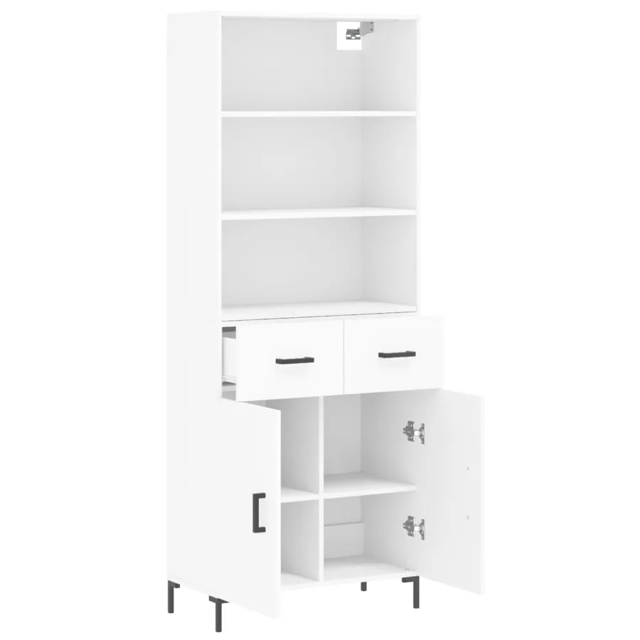 Buffet haut Blanc 69,5x34x180 cm Bois d'ingénierie - 4