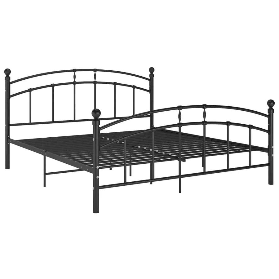 Cadre de lit avec tête de lit sans matelas noir 160x200cm métal - 2