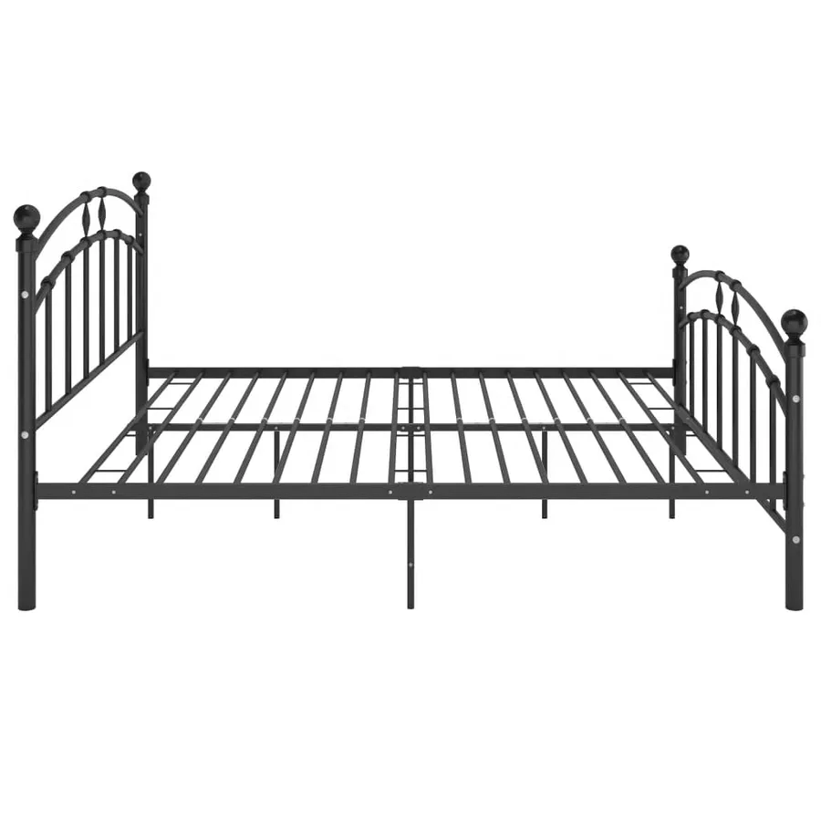 Cadre de lit avec tête de lit sans matelas noir 160x200cm métal - 4