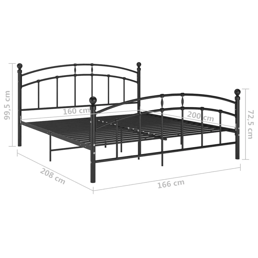 Cadre de lit avec tête de lit sans matelas noir 160x200cm métal - 7