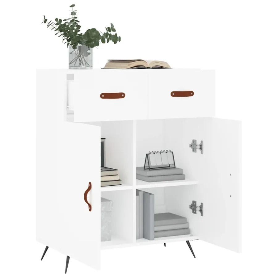 Buffet blanc 69,5x34x90 cm bois d'ingénierie - 4