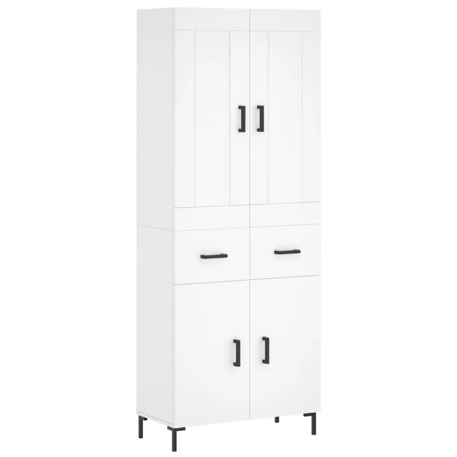 Buffet haut Blanc 69,5x34x180 cm Bois d'ingénierie - 2
