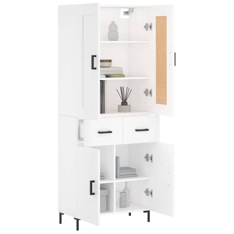 Buffet haut Blanc 69,5x34x180 cm Bois d'ingénierie - 3