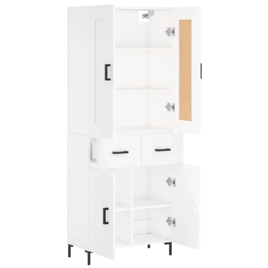 Buffet haut Blanc 69,5x34x180 cm Bois d'ingénierie - 4
