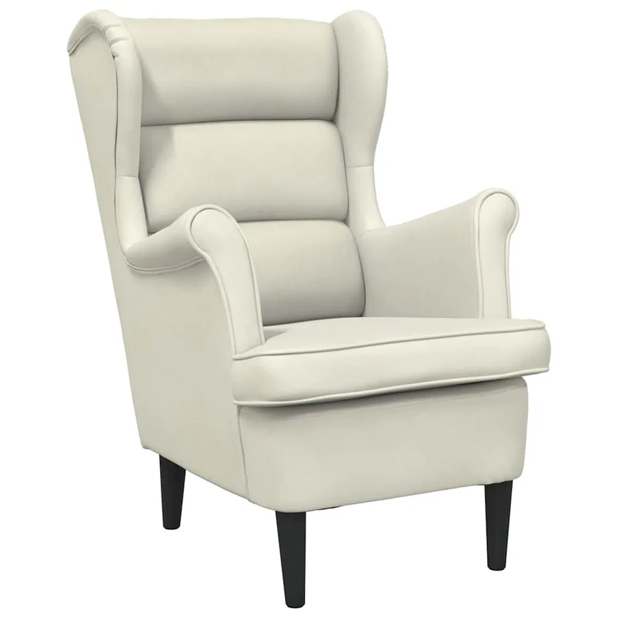 Fauteuil blanc crème velours - 2