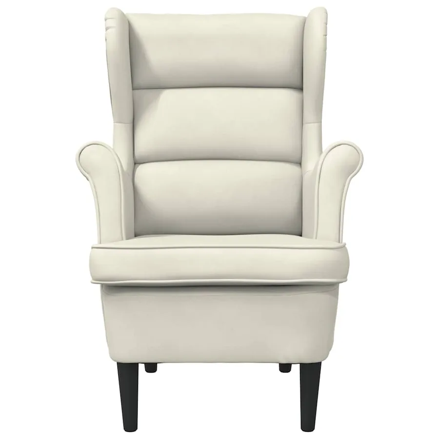 Fauteuil blanc crème velours - 4