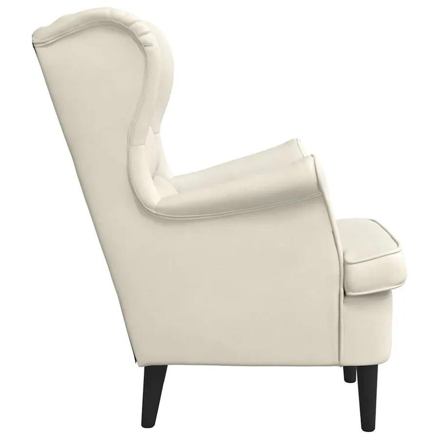 Fauteuil blanc crème velours - 5