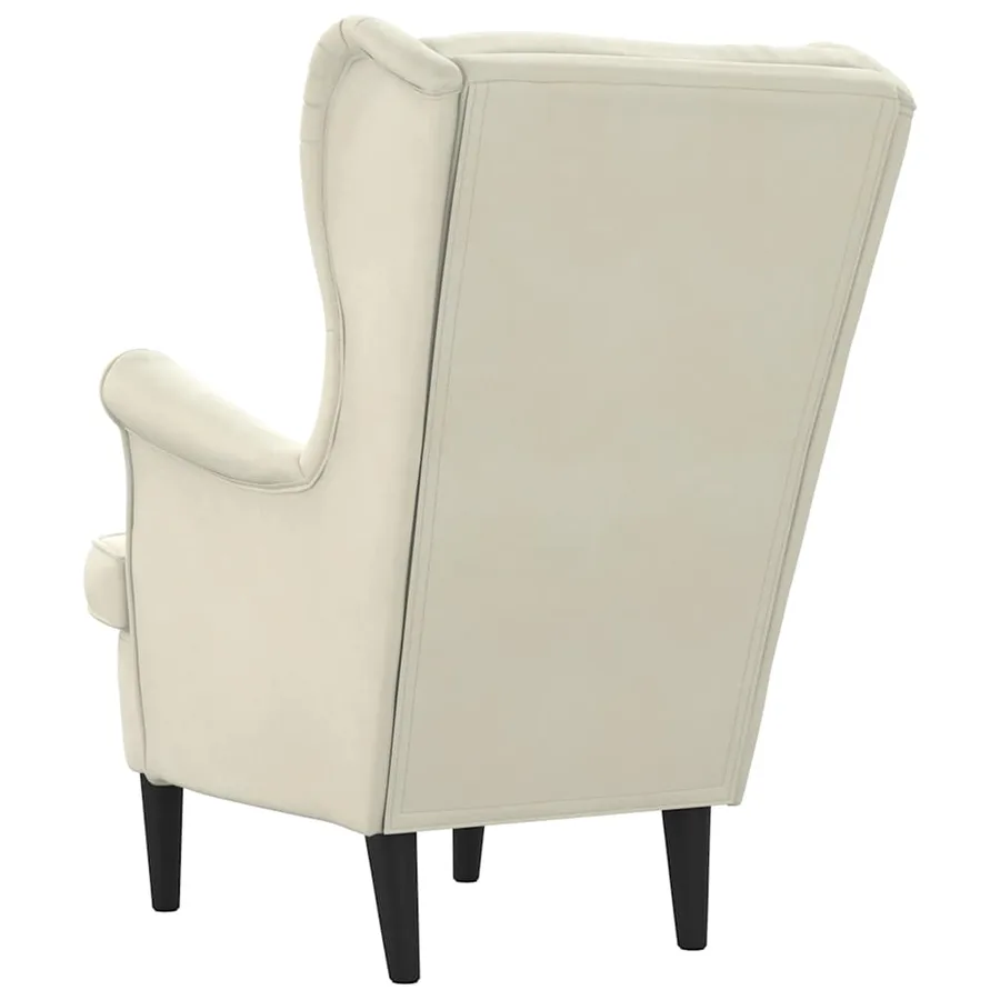 Fauteuil blanc crème velours - 6