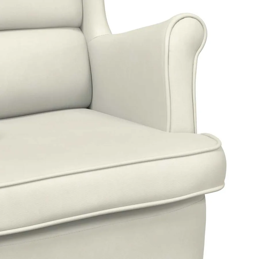 Fauteuil blanc crème velours - 7