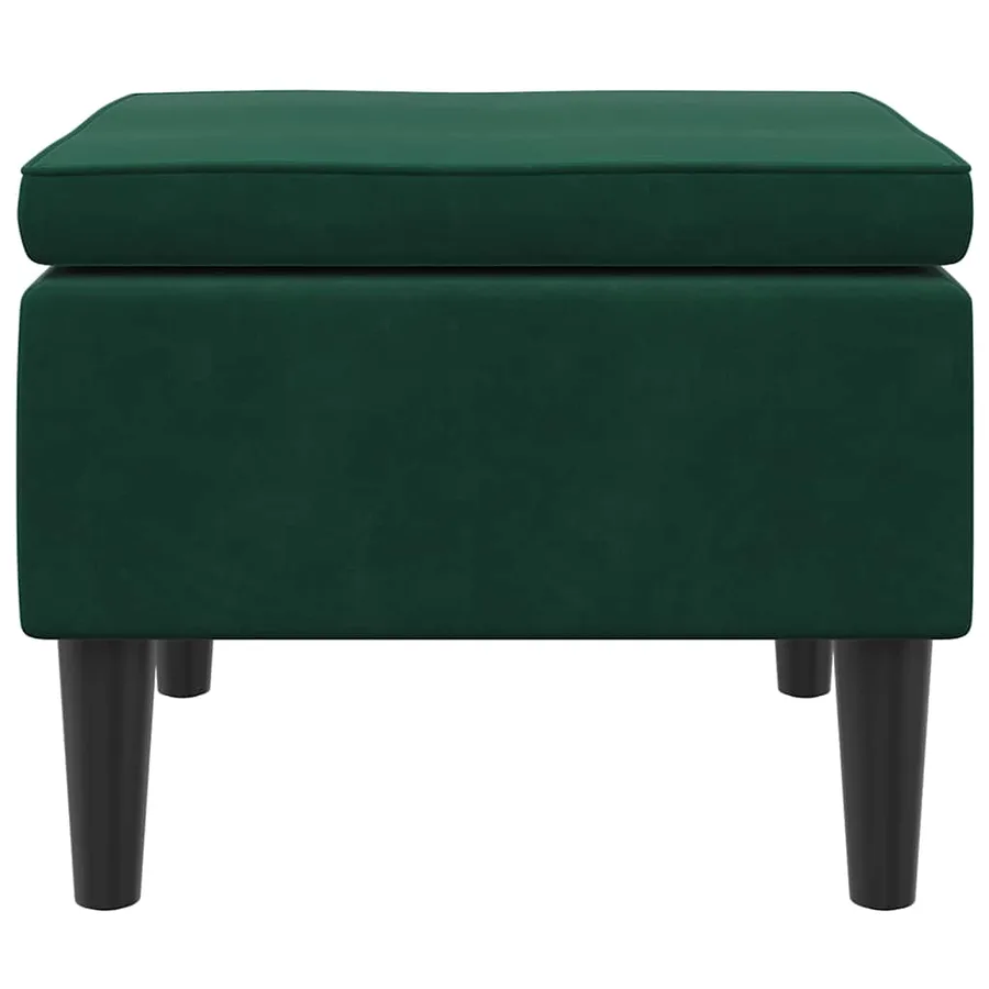 Tabouret avec pieds en bois Vert foncé Velours - 3