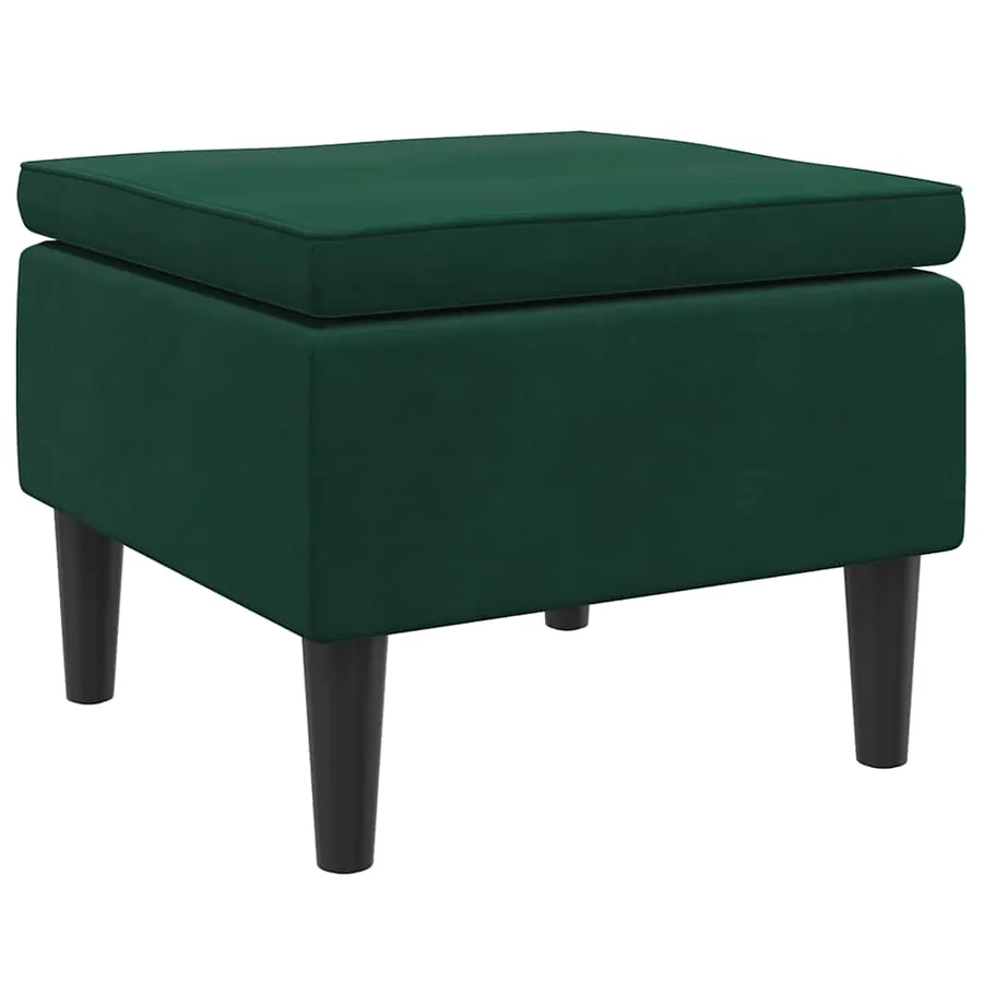 Tabouret avec pieds en bois Vert foncé Velours - 5