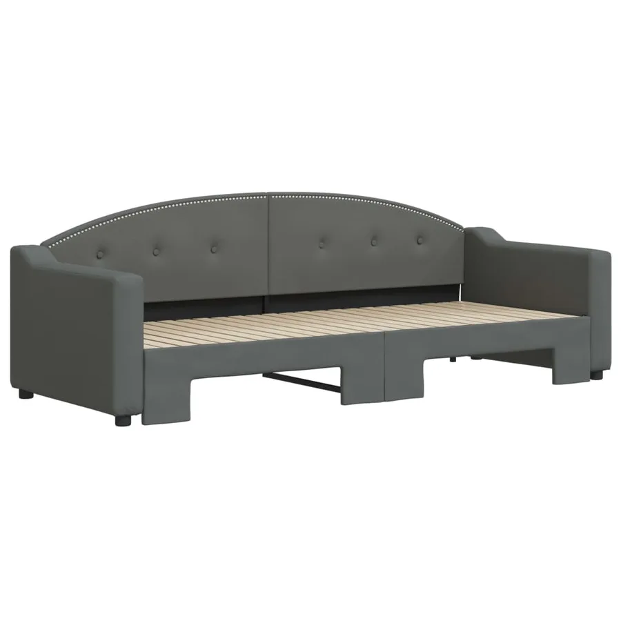 Lit de jour avec gigogne sans matelas gris foncé 80x200 cm - 3