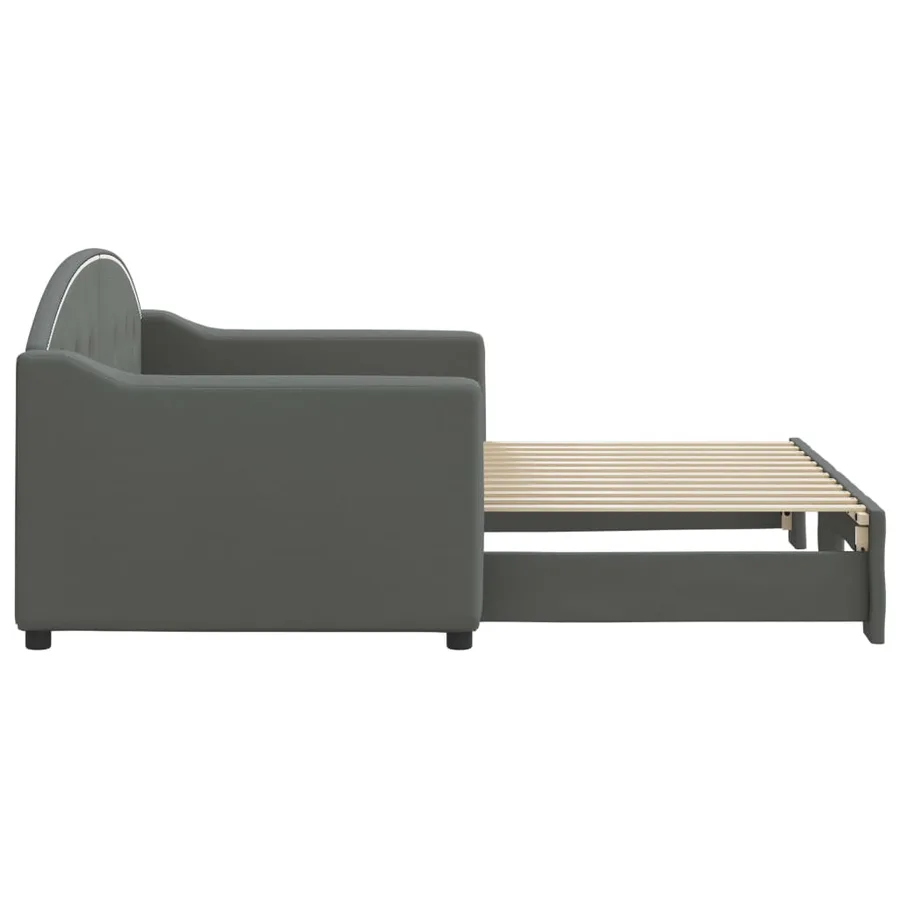 Lit de jour avec gigogne sans matelas gris foncé 80x200 cm - 4