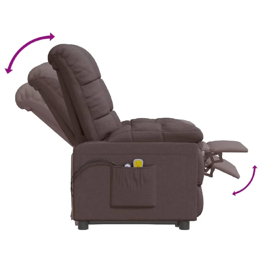 Fauteuil électrique de massage Marron foncé Tissu - 8