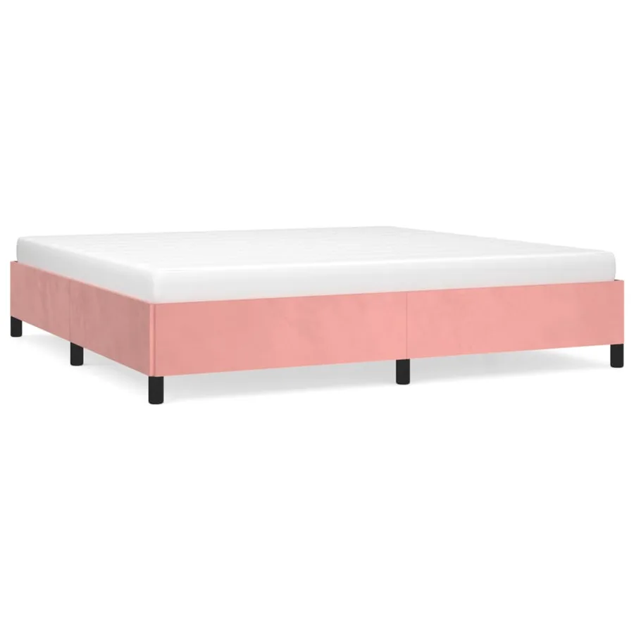 Cadre de lit sans matelas rose 200x200 cm velours - 2