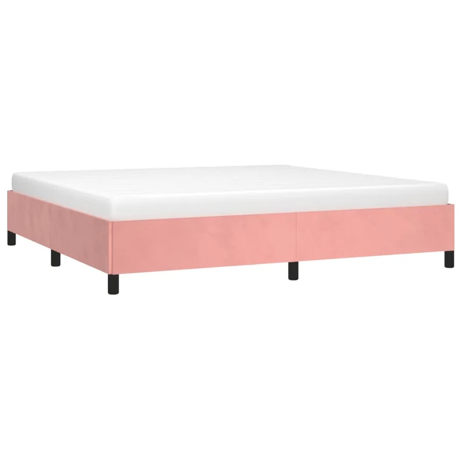 Cadre de lit sans matelas rose 200x200 cm velours - 3