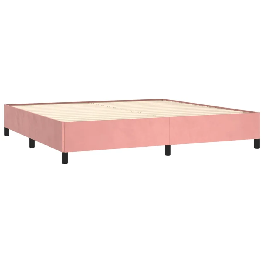 Cadre de lit sans matelas rose 200x200 cm velours - 4