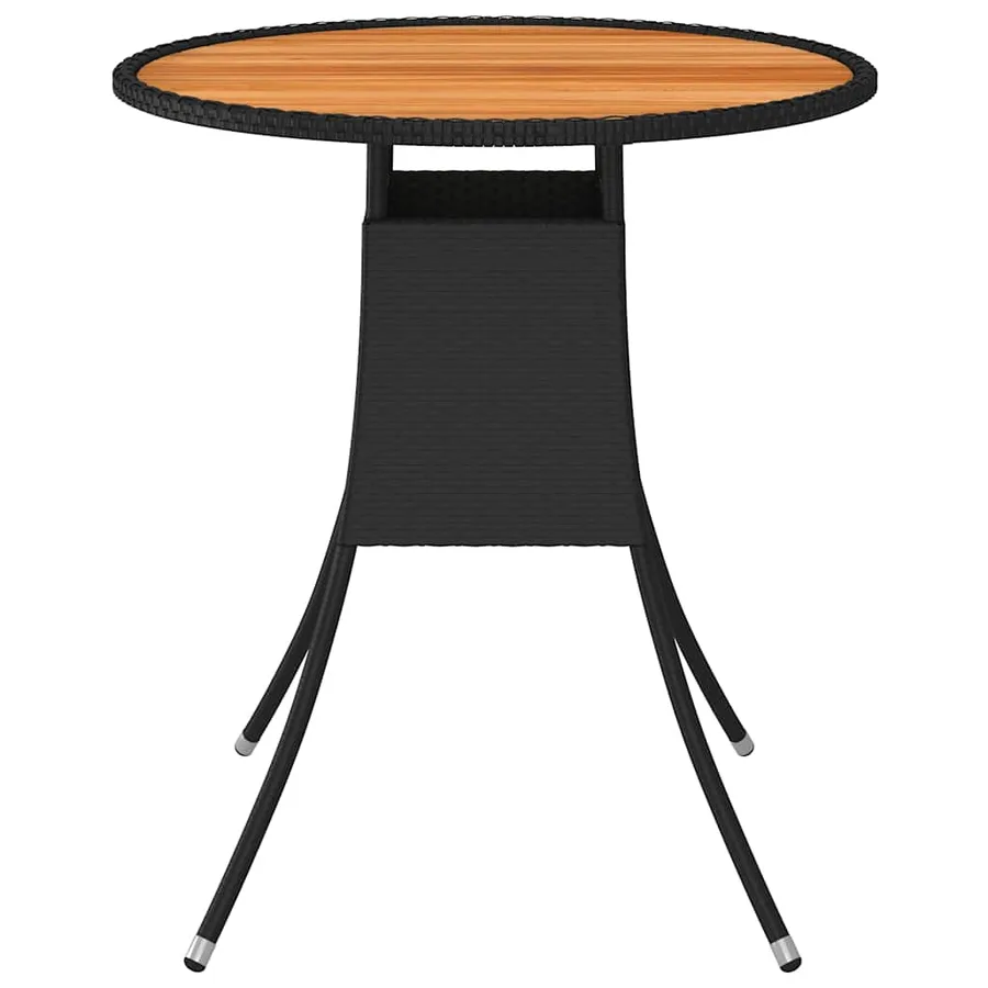 Table à dîner de jardin Noir Ø 70 cm Résine tressée et acacia - 2