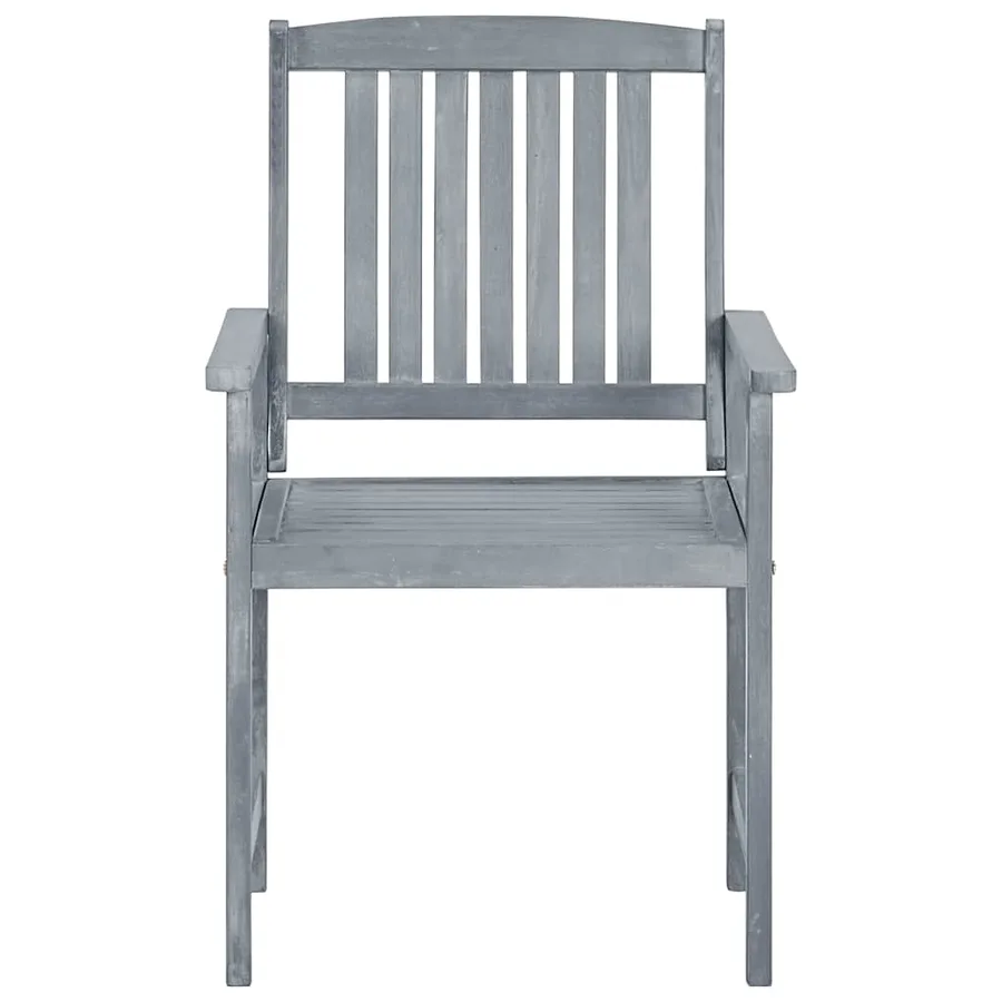 Chaises de jardin et coussins lot de 8 Bois acacia solide Gris - 5