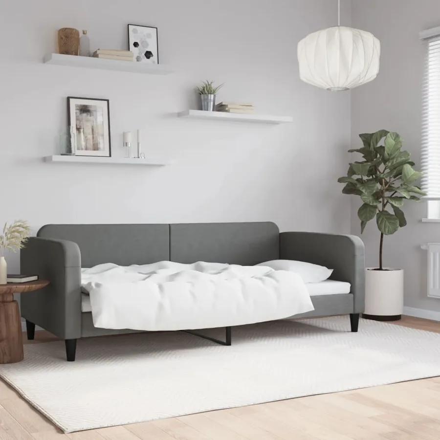 Lit de repos sans matelas gris foncé 90x200 cm tissu