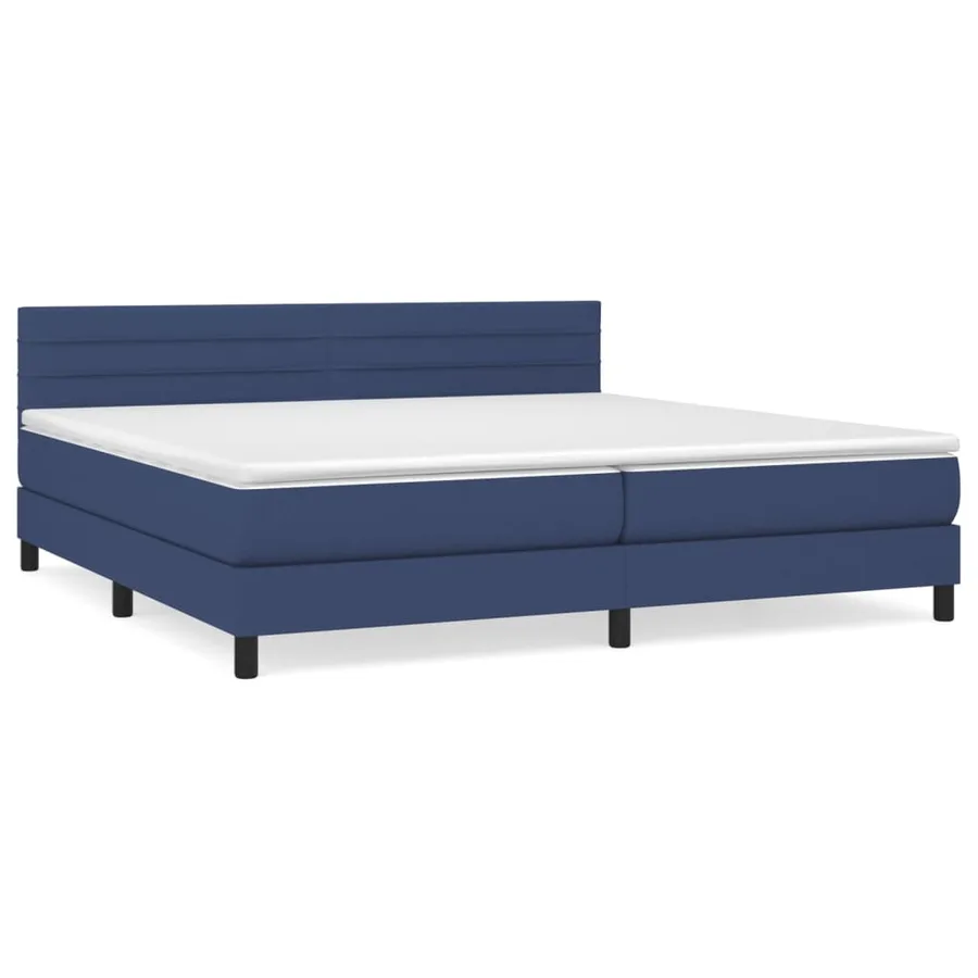 Sommier à lattes de lit avec matelas Bleu 200x200 cm Tissu - 2