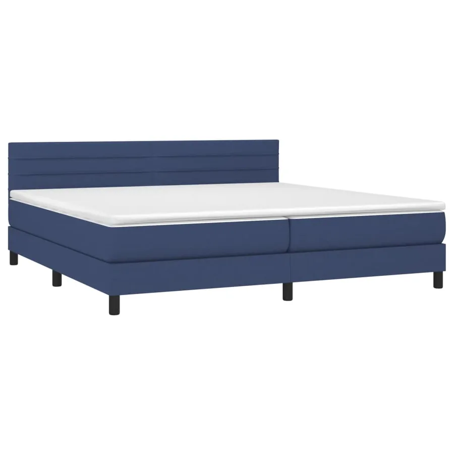Sommier à lattes de lit avec matelas Bleu 200x200 cm Tissu - 3