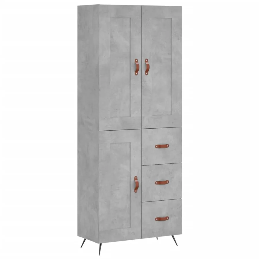 Buffet haut Gris béton 69,5x34x180 cm Bois d'ingénierie - 2
