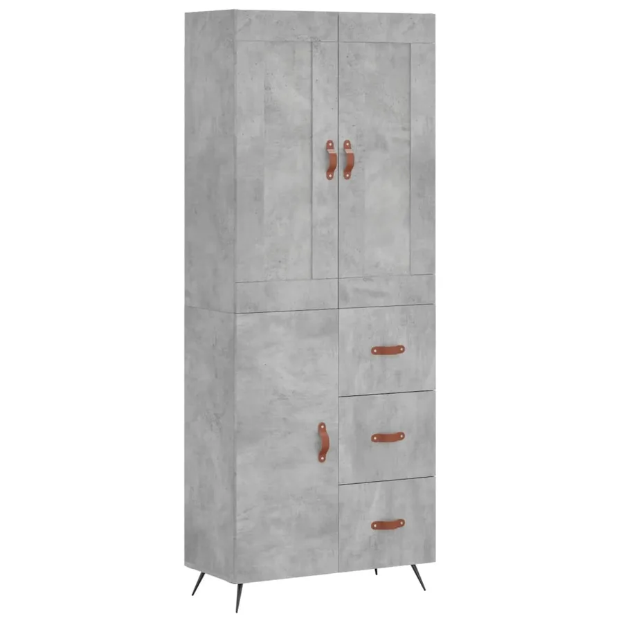 Buffet haut Gris béton 69,5x34x180 cm Bois d'ingénierie - 2