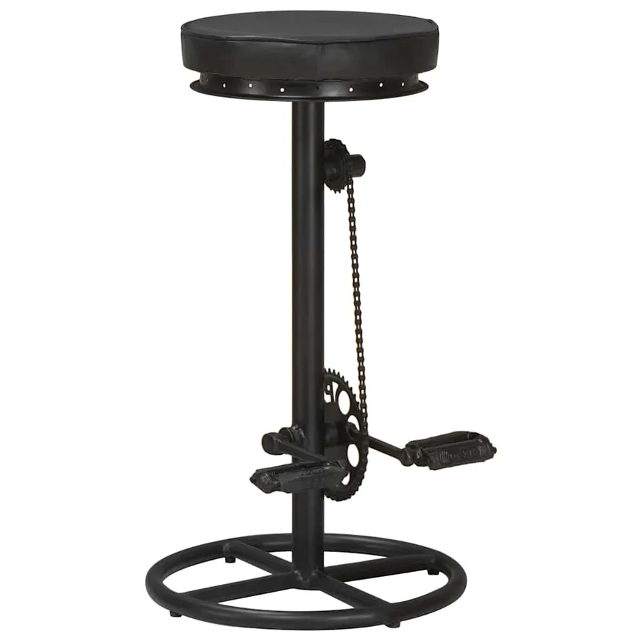 Tabourets de bar lot de 2 noir cuir véritable de chèvre - 2