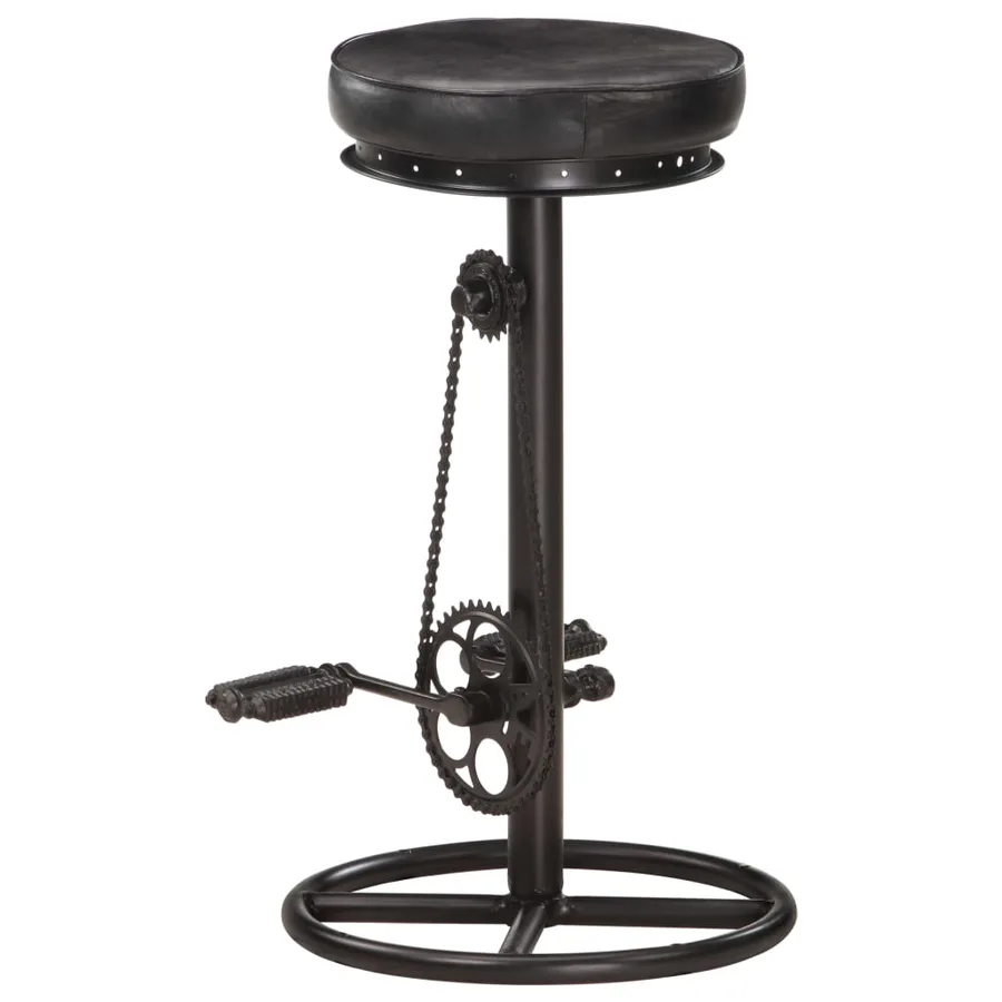 Tabourets de bar lot de 2 noir cuir véritable de chèvre - 5