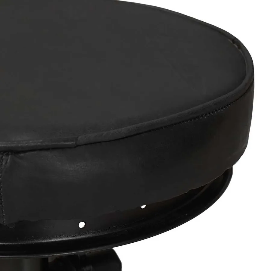 Tabourets de bar lot de 2 noir cuir véritable de chèvre - 6