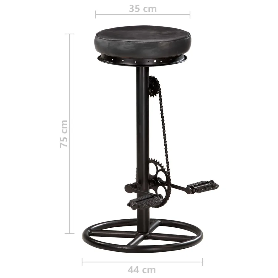 Tabourets de bar lot de 2 noir cuir véritable de chèvre - 9
