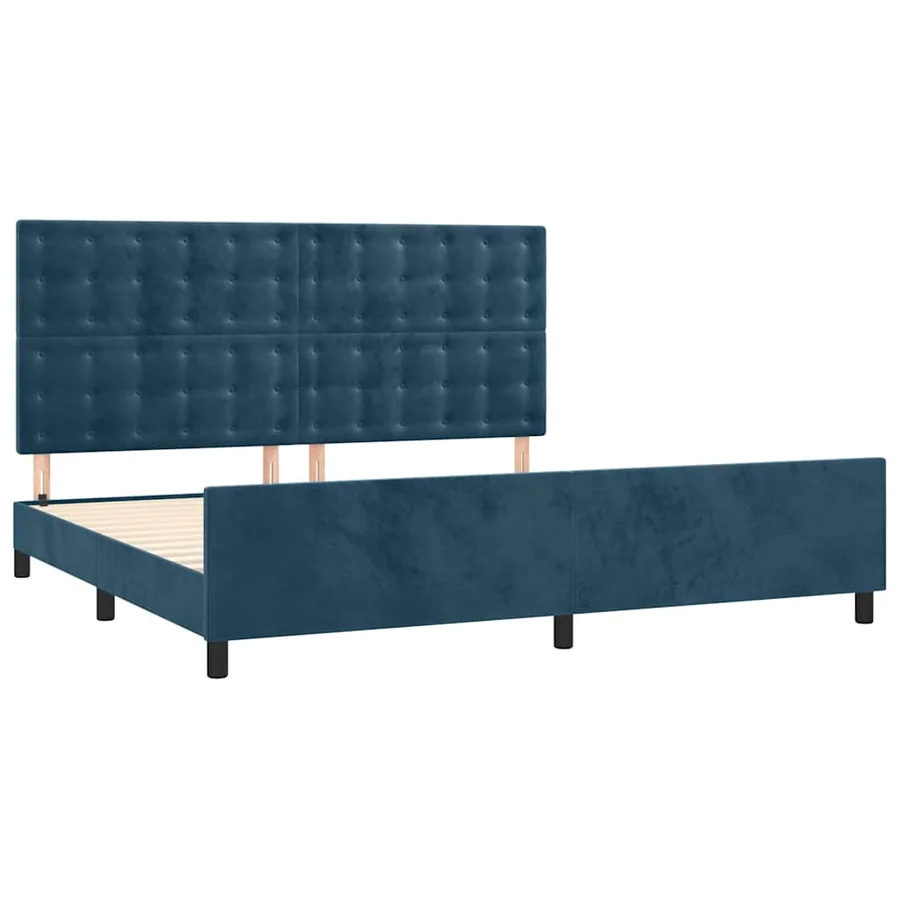 Cadre de lit sans matelas bleu foncé 200x200 cm velours - 4