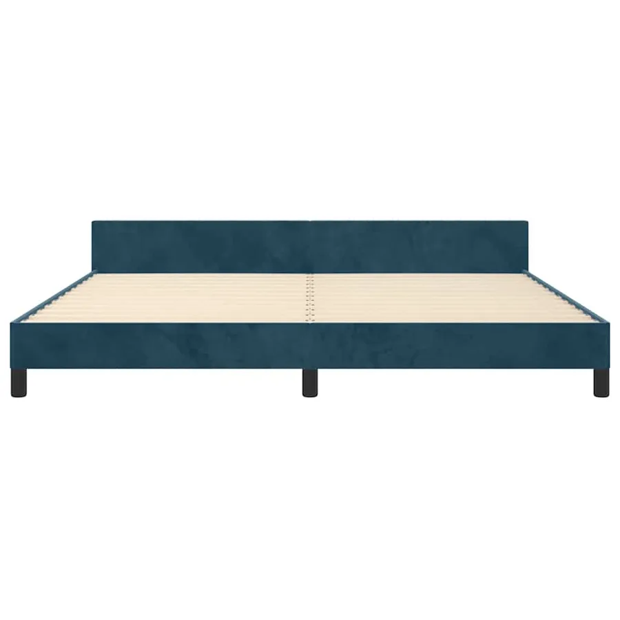 Cadre de lit sans matelas bleu foncé 200x200 cm velours - 6