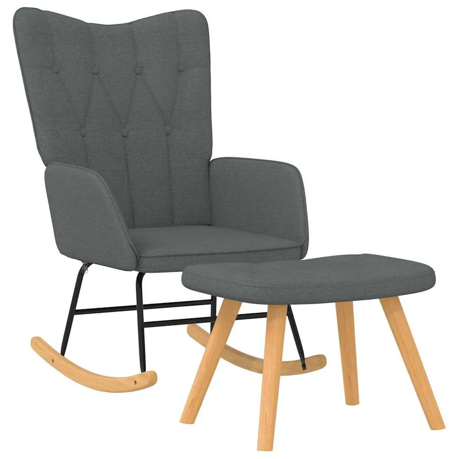 Chaise à bascule avec repose-pied Gris foncé Tissu - 2